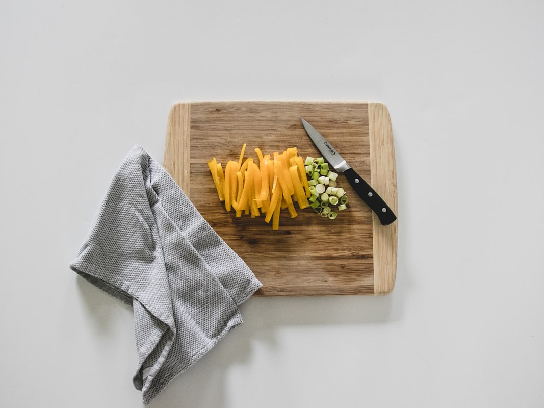 Ingredient preparation in a modern kitchen